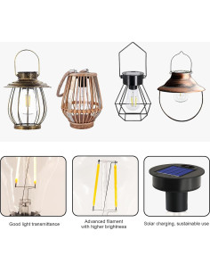 Paquete de 4 partes superiores de luz solar Yulloyello IP55 2