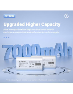 Paquete de 2 Baterías Recargables ActZone 7000mAh para Cámara WYZE 2