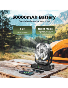 Ventilador de Camping VOSFEEL M01 Recargable 30000mAh 9 Velocidades 2