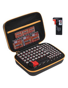 Estuche Organizador de Baterías Stukcaze con Probador - Negro/Naranja