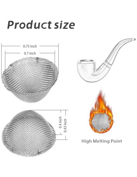 50 Piezas Filtros de Acero Inoxidable Kojcijs 1.91 cm