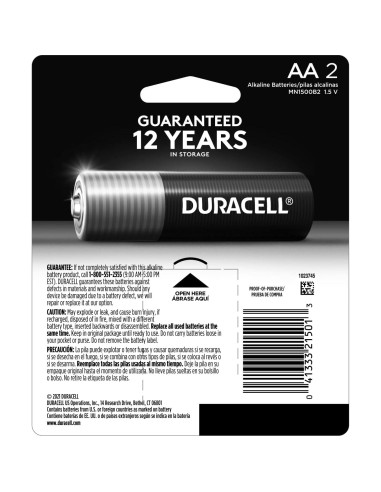 Baterías Duracell Coppertop AA Power Boost, paquete de 2