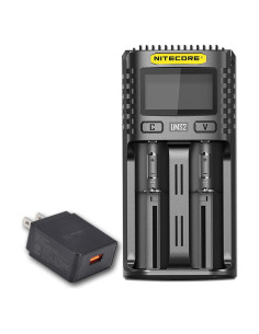 Cargador Rápido Nitecore UMS2 Doble Ranura USB para Baterías Li-Ion/Ni-MH/Ni-Cd