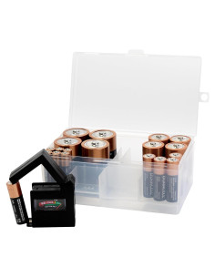 Organizador de Baterías Dial Industries con Probador - 12 AAA, 12 AA, 6 C, 4 D