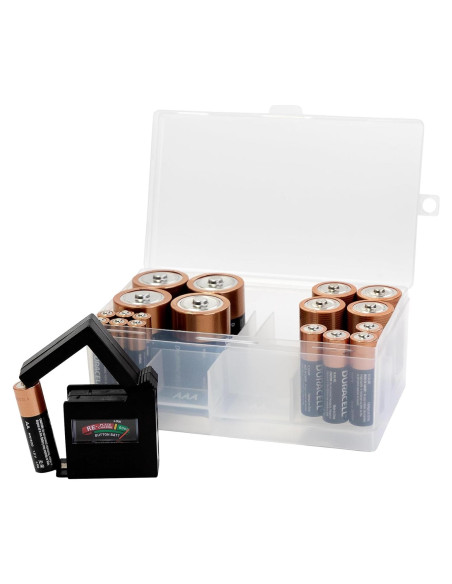 Organizador de Baterías Dial Industries con Probador - 12 AAA, 12 AA, 6 C, 4 D