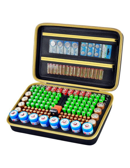 Estuche Organizador de Baterías Boobowl con Probador - Negro