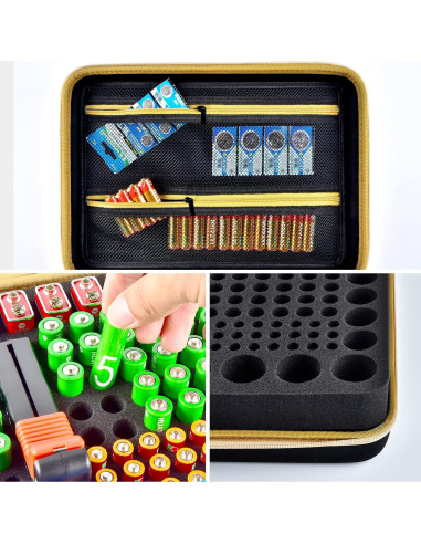 Estuche Organizador de Baterías Boobowl con Probador - Negro