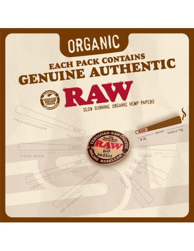 Conos RAW Orgánicos 1-1/4 | Paquete de 50 | Papel Pre Enrollado