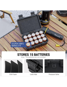 Estuche KIWIFOTOS para 15 Baterías D IP67 a Prueba de Agua 2
