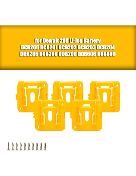 Soporte de Pared para Baterías Dewalt 20V - 5 Paquetes