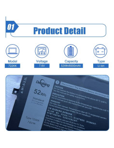 Batería de Laptop SIMPLO 722KK 52Wh para Dell XPS 13 2020 2