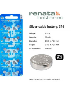 Batería de Reloj Renata 376 SR626W 1.55V Sin Mercurio 2