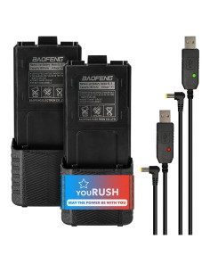 Paquete de 2 Baterías Baofeng UV-5R 3800mAh con Cables USB