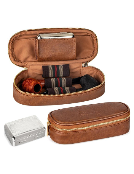 Estuche para Pipas Tesonway de Cuero PU para 2 Pipas