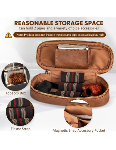 Estuche para Pipas Tesonway de Cuero PU para 2 Pipas
