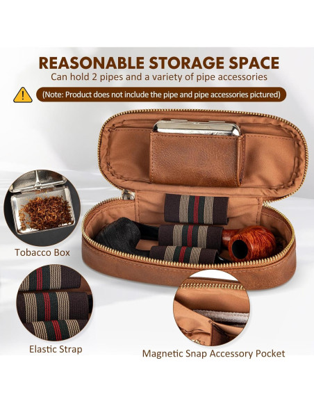 Estuche para Pipas Tesonway de Cuero PU para 2 Pipas