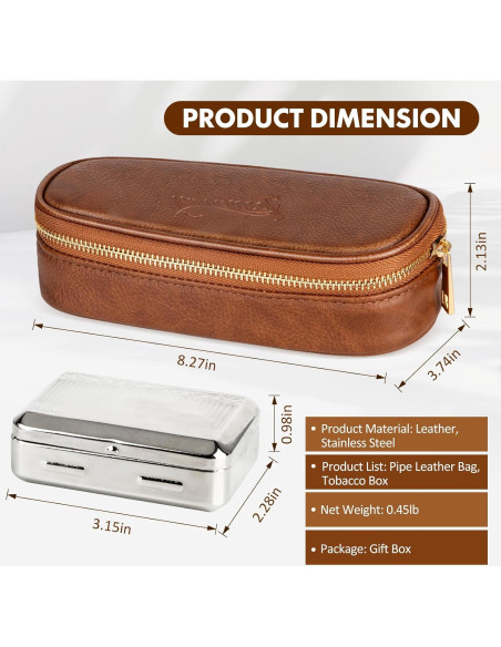 Estuche para Pipas Tesonway de Cuero PU para 2 Pipas