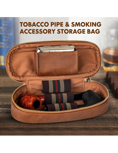 Estuche para Pipas Tesonway de Cuero PU para 2 Pipas