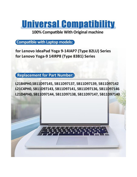Batería de Reemplazo L21C4PH0 75Wh para Lenovo Yoga 9