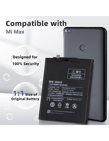Batería de Reemplazo BM49 Xiaomi Mi Max 4850mAh 4.4V
