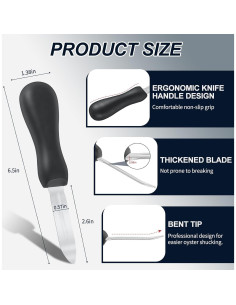 Cuchillo para abrir ostras Nonley - Acero inoxidable, 17 cm, 2 unidades 2