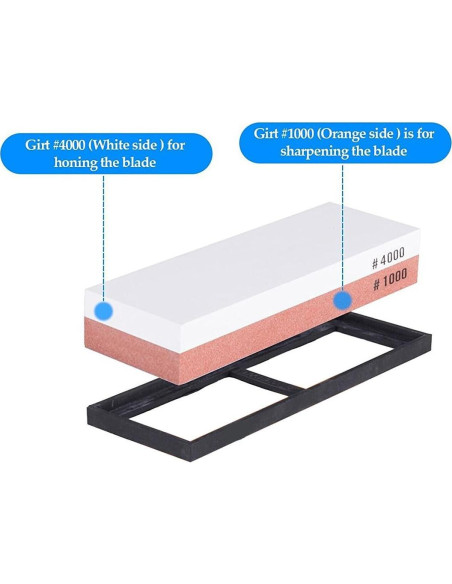 Piedra de Afilado HornTide 1000/4000 con Soporte 18.4x6.4 cm