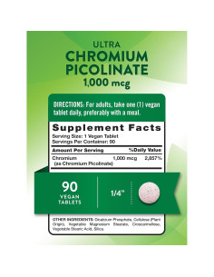 Ultra Picolinato de Cromo 1000 mcg Verdad de la Naturaleza 90 Tabletas Veganas 2