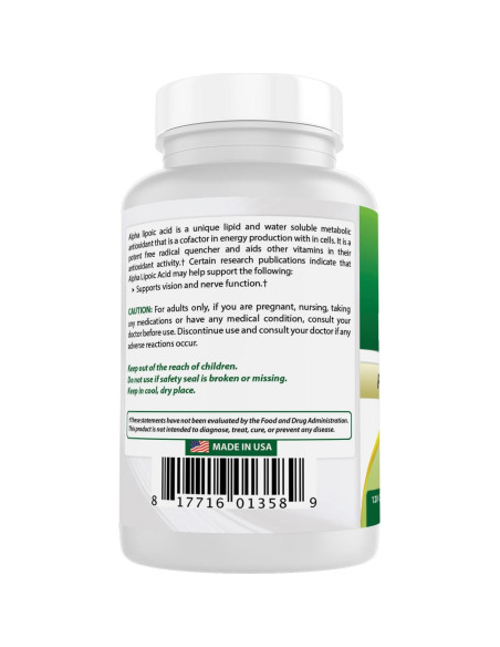 Ácido Lipoico 300 mg Mejores Naturales 120 Cápsulas