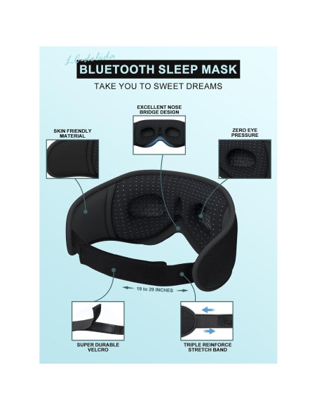 Auriculares para dormir LC-dolida Bluetooth 3D con máscara