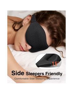 Máscara de dormir MABAO 3D sin presión, bloquea luz, negro 2