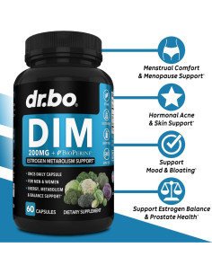 Suplemento DIM 200mg DR. BO - Equilibrio Hormonal y Acné - 60 Cápsulas 2