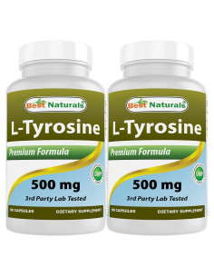 L-Tirosina 500 mg Mejores Naturales 90 Cápsulas x2