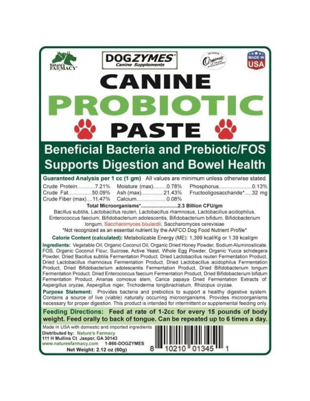 Pasta Probiótica Canina Dogzymes 60g - Alivio Digestivo Natural