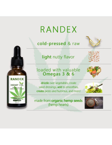 Aceite de Cáñamo Orgánico Randex 5000mg Omega 3-6-9