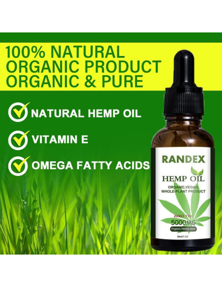 Aceite de Cáñamo Orgánico Randex 5000mg Omega 3-6-9