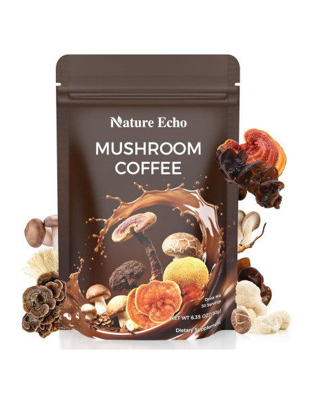 Café de Hongo Instantáneo Nature Echo 180g - 11 Hongos + Ashwagandha