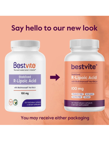 Ácido R-Lipoico 100mg Bestvite 120 Cápsulas Veganas