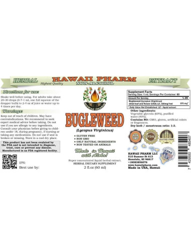 Extracto Líquido Sin Alcohol Bugleweed Hawaii Pharm 60 ml