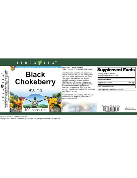 Aronia Negra 450 mg - 100 Cápsulas TerraVita