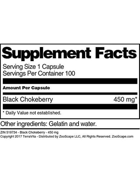 Aronia Negra 450 mg - 100 Cápsulas TerraVita