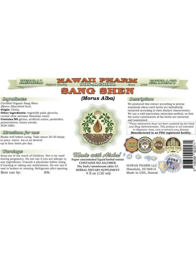 Extracto Líquido Sin Alcohol Sang Shen Hawaii Pharm 59.15 ml