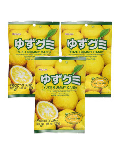 Caramelos Gummy de Yuzu Kasugai 102g - Sin Gluten - Paquete de 3