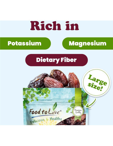 Dátiles Medjool 907g Food to Live - Crudos, Veganos, No GMO