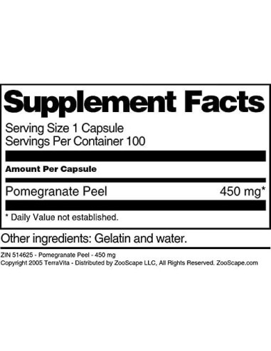 Cápsulas de Cáscara de Granada TerraVita 450 mg - 100 Unidades