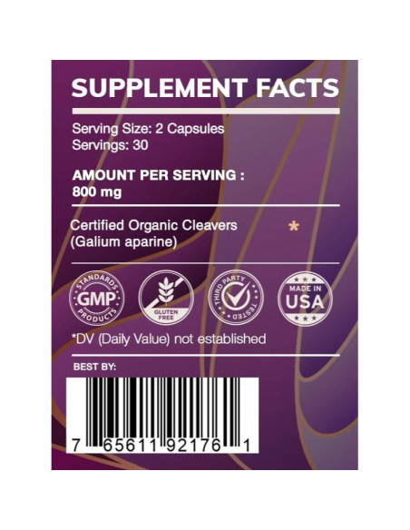 Cápsulas de Cleavers HerbEra 60 unidades 400 mg 100% Natural