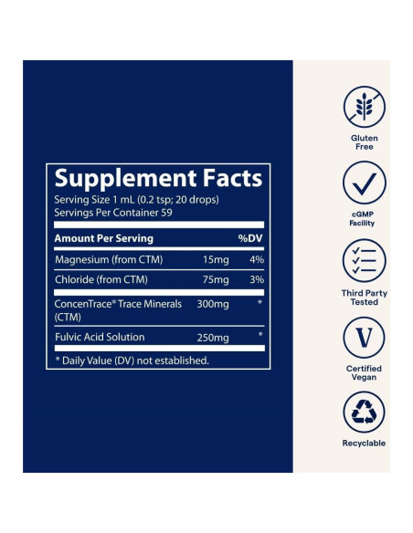 Ácido Fulvico Iónico de Minerales Traza 250mg - Suplemento Líquido 59 Porciones