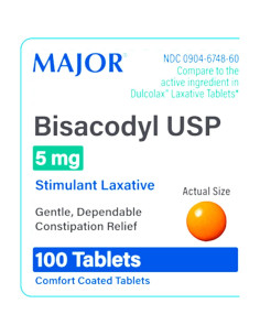 Tabletas de Bisacodilo Major 5mg - 100 Unidades 2