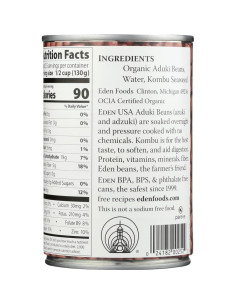 Frijoles Adzuki Orgánicos Eden 425 g - Paquete de 4 2