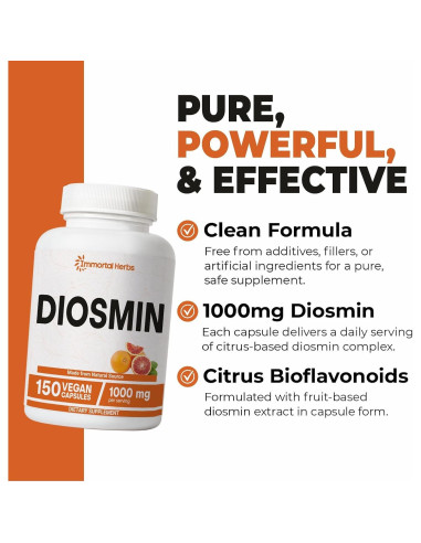 Suplemento de Diosmina Pura 1000mg Immortal Herbs 150 Cápsulas