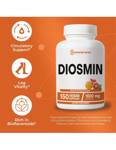Suplemento de Diosmina Pura 1000mg Immortal Herbs 150 Cápsulas